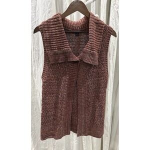 Vintage Westbound Womens Chunky Knit Open Sweater‎ Vest Size M Wide Collar Boho